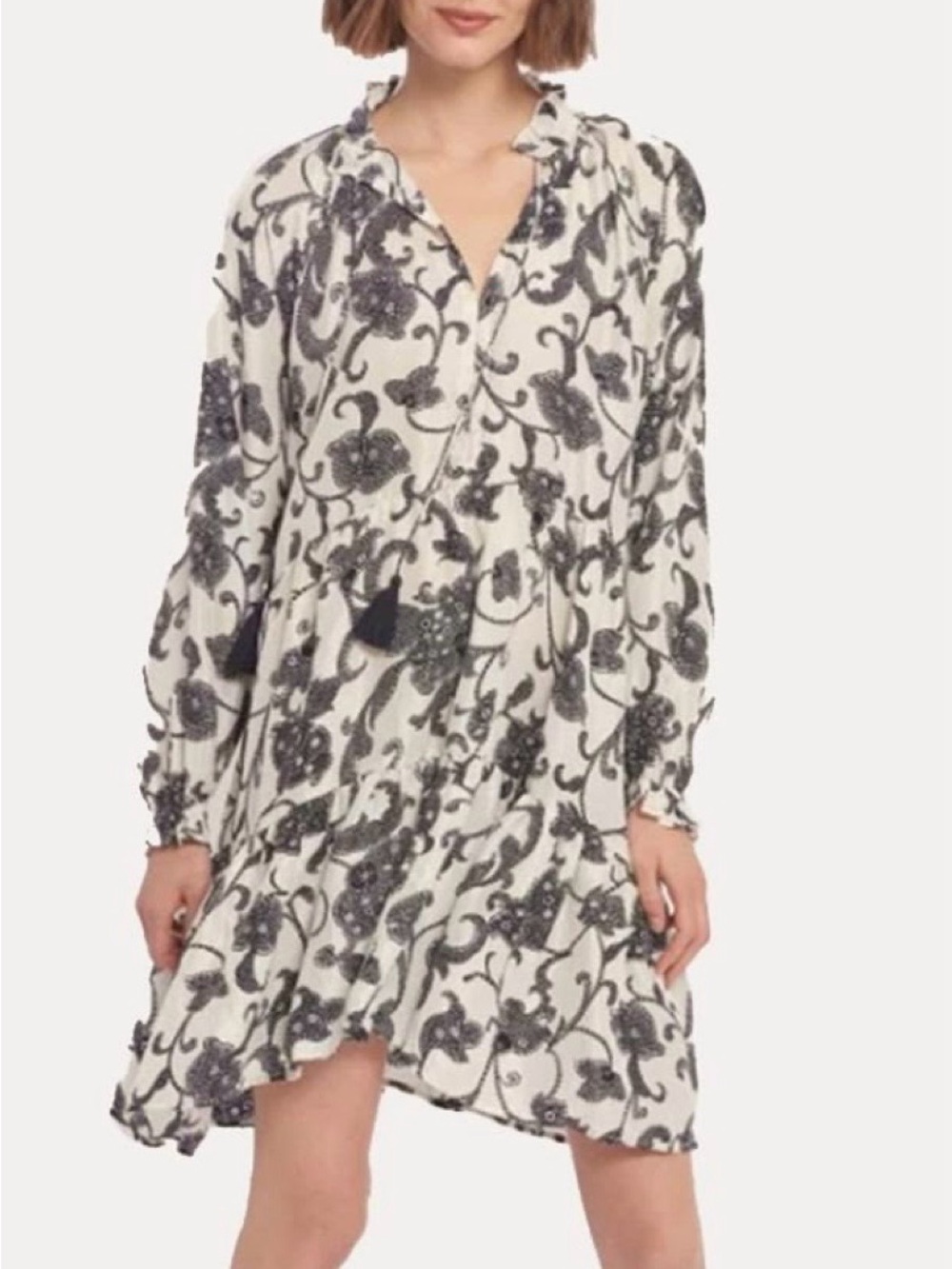 Roller Rabbit Twilight Jannie Women’s Floral Ruffle Tunic Dress